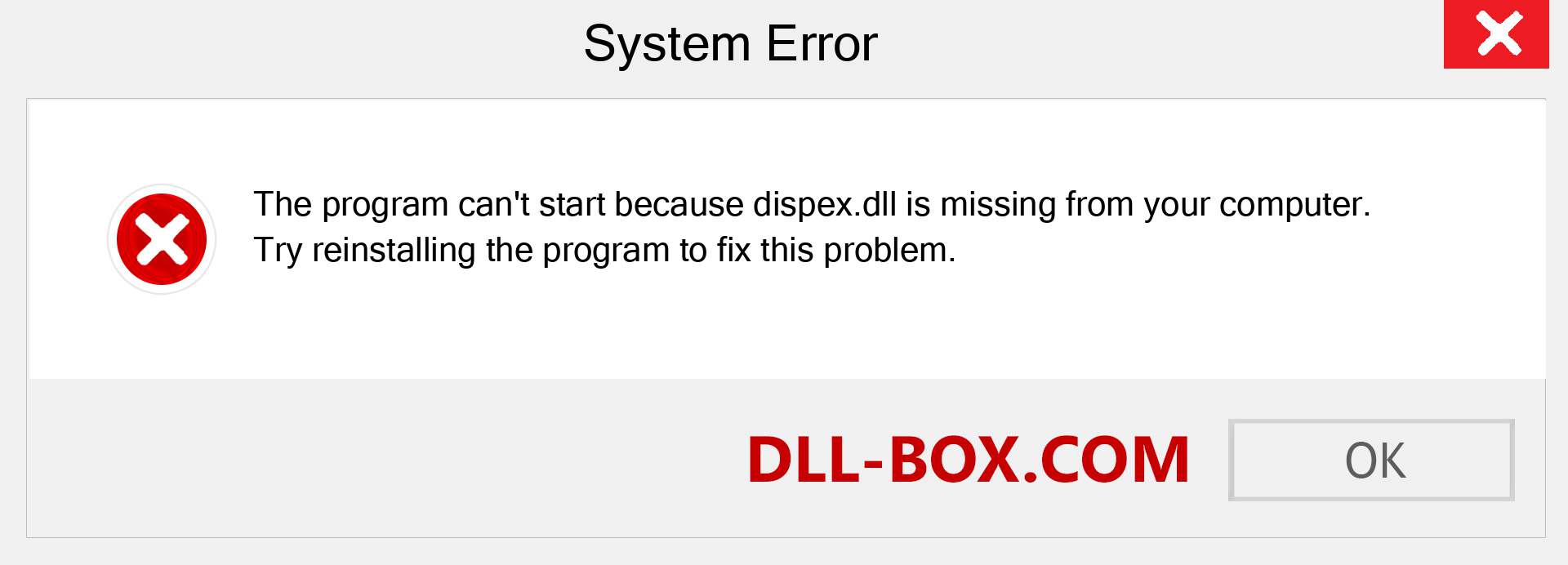  dispex.dll file is missing?. Download for Windows 7, 8, 10 - Fix  dispex dll Missing Error on Windows, photos, images